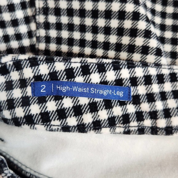 Talbots Womens Pants SZ 2 Black White Check High Rise Waist Straight Leg Stretch - Picture 6 of 8
